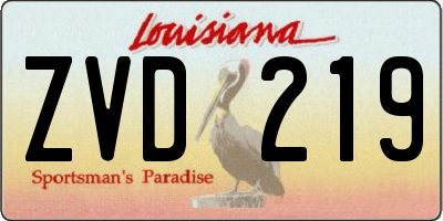 LA license plate ZVD219