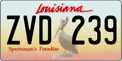 LA license plate ZVD239