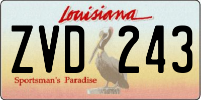 LA license plate ZVD243