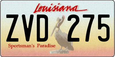 LA license plate ZVD275