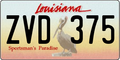 LA license plate ZVD375