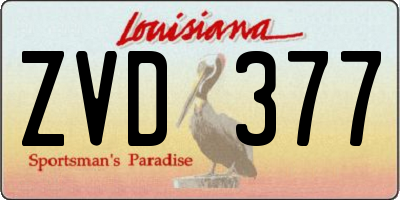 LA license plate ZVD377