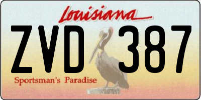 LA license plate ZVD387