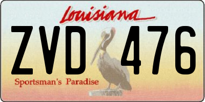 LA license plate ZVD476