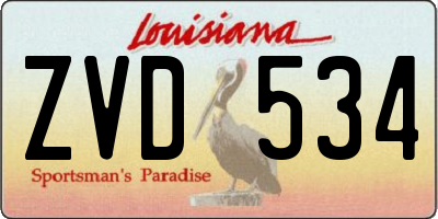 LA license plate ZVD534