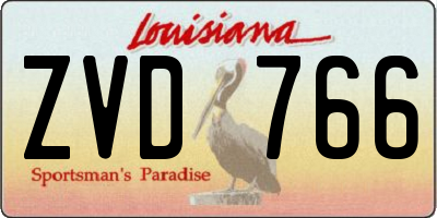 LA license plate ZVD766