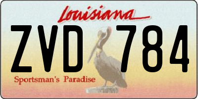 LA license plate ZVD784