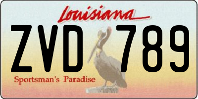 LA license plate ZVD789