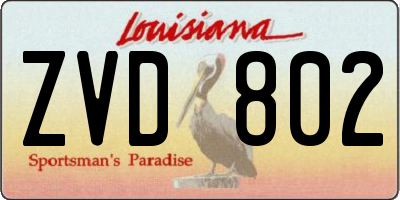 LA license plate ZVD802