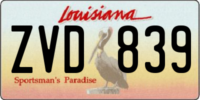 LA license plate ZVD839