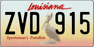 LA license plate ZVD915