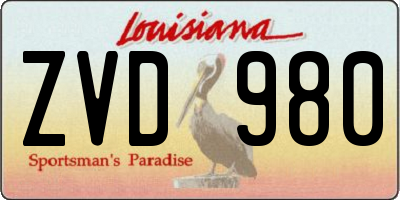 LA license plate ZVD980