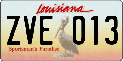 LA license plate ZVE013