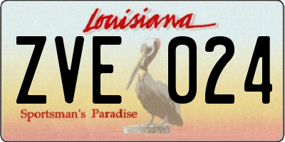 LA license plate ZVE024
