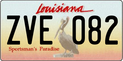LA license plate ZVE082