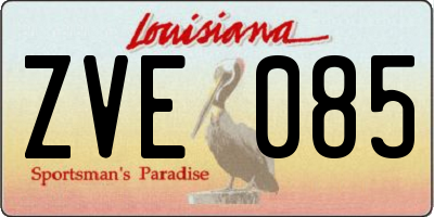 LA license plate ZVE085
