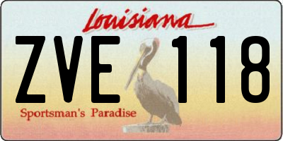 LA license plate ZVE118