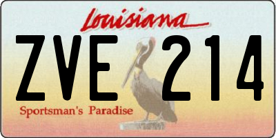 LA license plate ZVE214