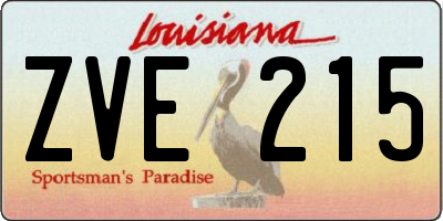 LA license plate ZVE215