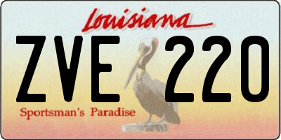 LA license plate ZVE220