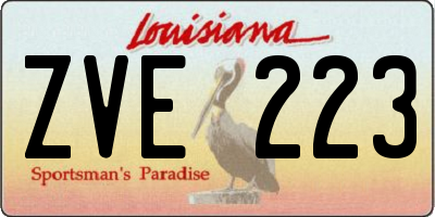 LA license plate ZVE223