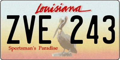 LA license plate ZVE243
