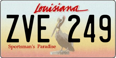 LA license plate ZVE249