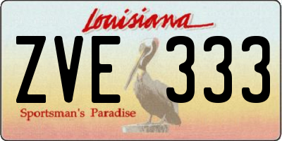 LA license plate ZVE333