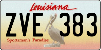LA license plate ZVE383