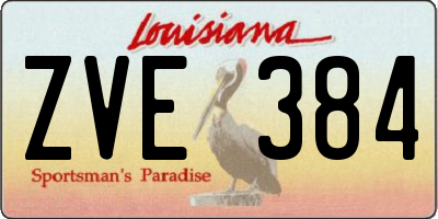 LA license plate ZVE384