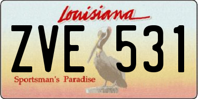 LA license plate ZVE531