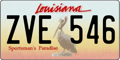 LA license plate ZVE546