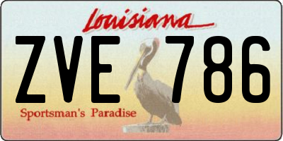 LA license plate ZVE786