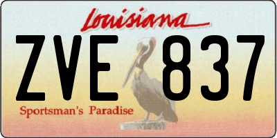 LA license plate ZVE837