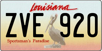 LA license plate ZVE920