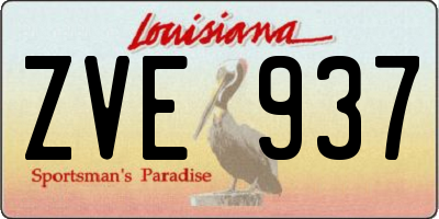 LA license plate ZVE937