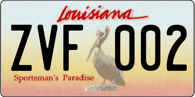 LA license plate ZVF002
