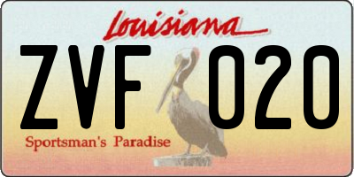 LA license plate ZVF020