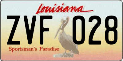 LA license plate ZVF028