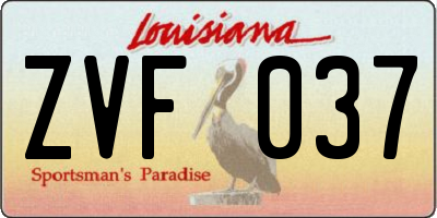 LA license plate ZVF037