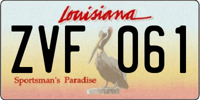 LA license plate ZVF061