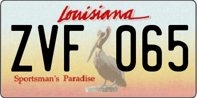 LA license plate ZVF065