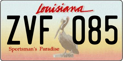 LA license plate ZVF085