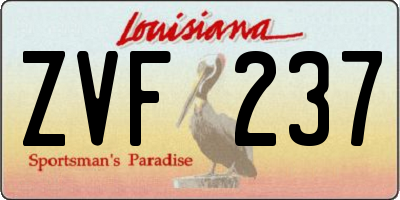 LA license plate ZVF237