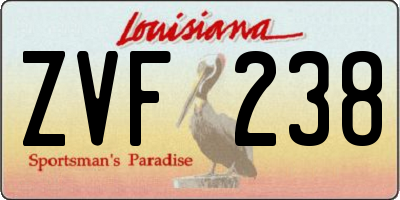LA license plate ZVF238