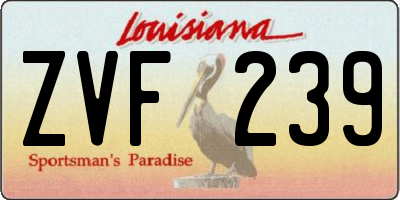 LA license plate ZVF239