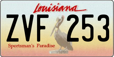 LA license plate ZVF253