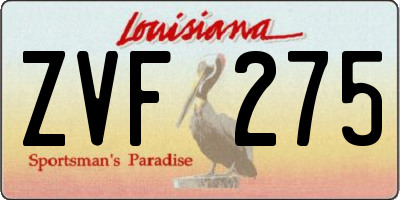 LA license plate ZVF275