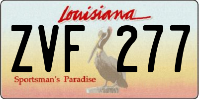 LA license plate ZVF277