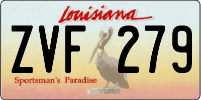 LA license plate ZVF279